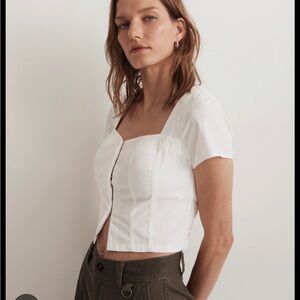 NWT Madewell Poplin Hook-Front Top Corset Crop Top